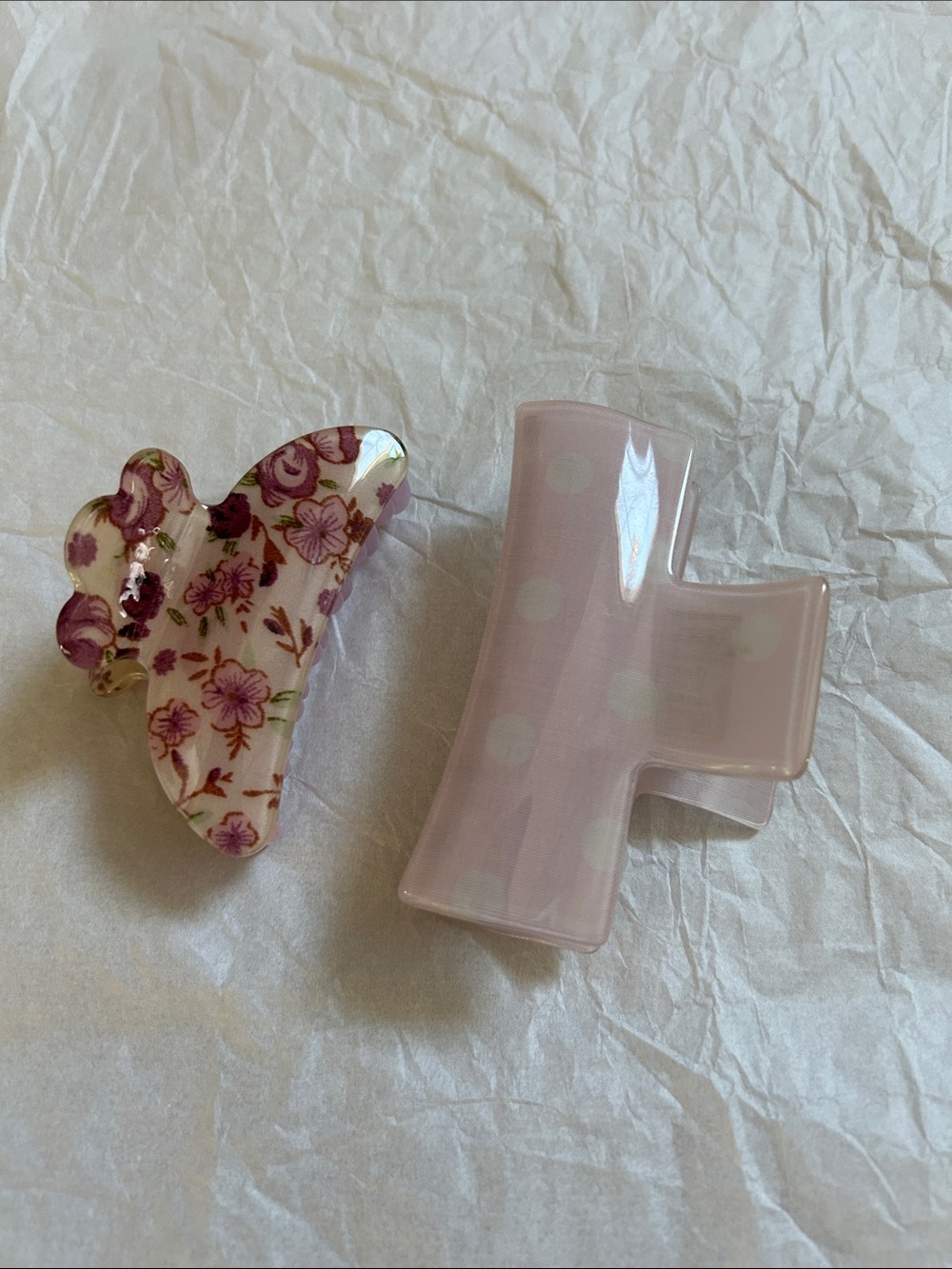 Floral Pink Butterfly Hair Claw Clip + free pink clip